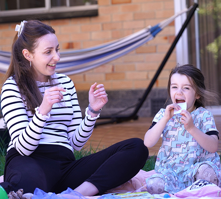 Our French Lessons - Our French Lessons. French Classes for Toddlers: French teacher with a 3-year-old girl learning French, enjoying educational activities outdoors.